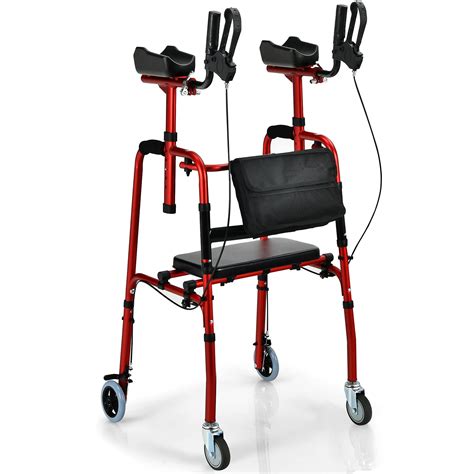 Buy COSTWAY Wheeled Walking Frame, Height Adjustable Rollator Walker ...