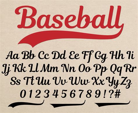 Baseball Font Softball Font Baseball Font With Tails Baseball Cursive ...