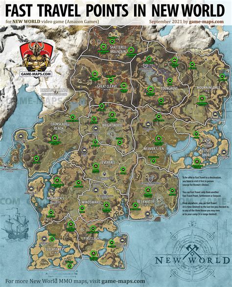 Fast Travel Points Location Map for New World MMO