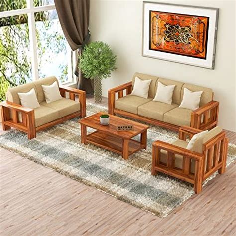 Buy NATRAJ ART & CRAFT Sheesham Wood 6 Seater Sofa Set for Living Room ...