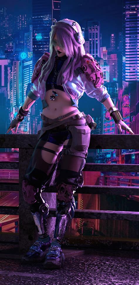 1440x2960 Cyberpunk City Girl 4k Samsung Galaxy Note 9,8, S9,S8,S8+ QHD ...