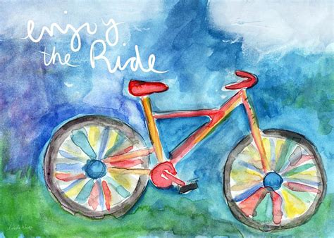 Enjoy The Ride- Colorful Bike Painting by Linda Woods | Bicycle ...