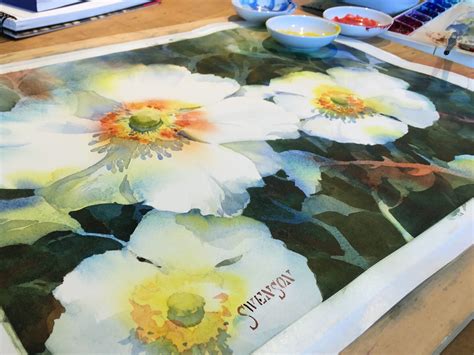 Brenda Swenson: Negative Painting with Watercolor: White Blossoms