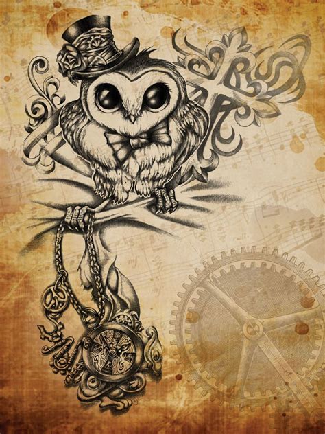 Steampunk Owl | Steampunk tattoo, Steampunk owls, Owl tattoo design