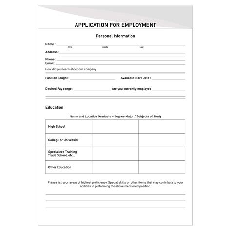 Printable Sample Job Application For High School Students Form | Job ...