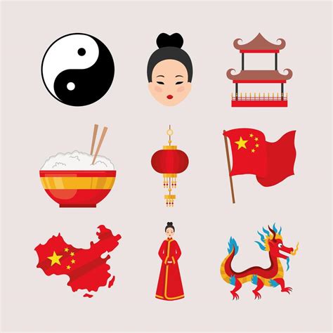 chinese culture icons 2711008 Vector Art at Vecteezy