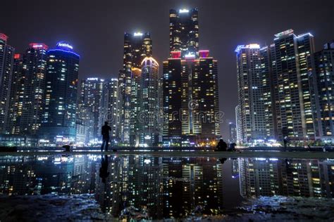 Skyscrapers at the Marine City in Busan at Night Editorial Stock Image ...