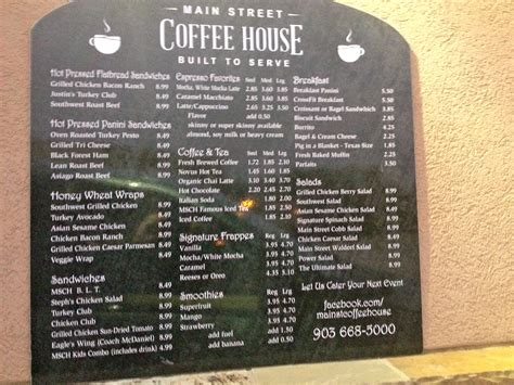 Main Street Coffee House Menu, Menu for Main Street Coffee House ...