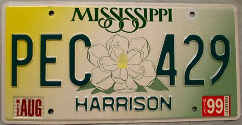 1999 Mississippi License Plate (PEC 429)