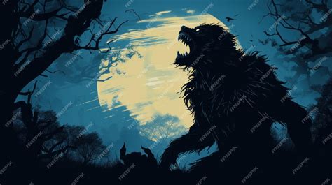 Premium AI Image | Spooky silhouette of a werewolf howling at the moon ...