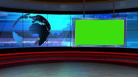 News Tv Studio Set 93 Virtual Green Screen Background Loop Stock Video ...