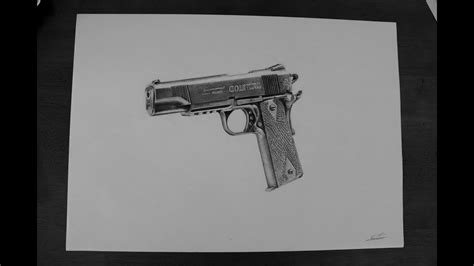 Sketch Realistic Gun Drawing - canvas-ly