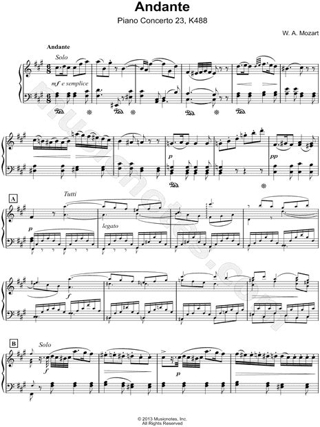 Wolfgang Amadeus Mozart "Piano Concerto No. 23, K. 488: II. Andante ...