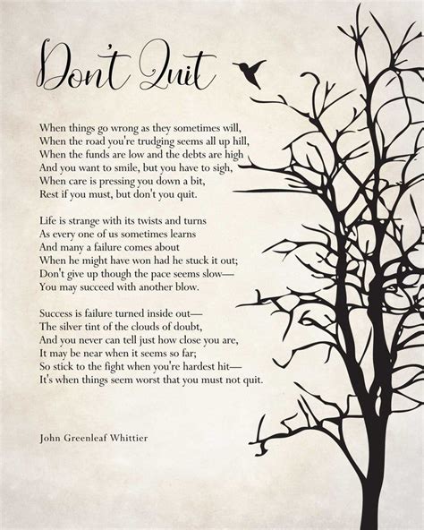 Don't Quit Poem, John Greenleaf Whittier Quote, Graduation Gift, Grad ...