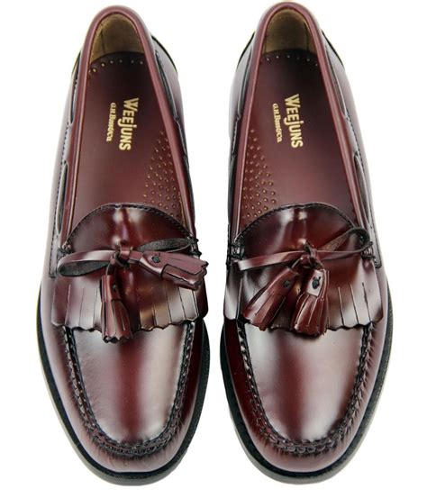 BASS WEEJUNS Layton Retro Mod Wine Tassel Fringe Loafer Shoes | Dress ...