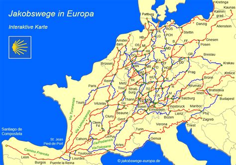 Jakobswege in Europa – Wege-Übersicht