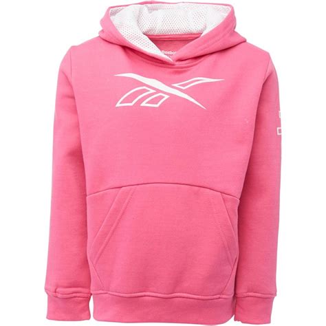 Buy Reebok Junior Girls Outline Logo Fleece Hoodie Shocking Pink