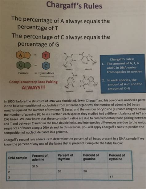 Solved Chargaff's Rule....can some please help me and | Chegg.com