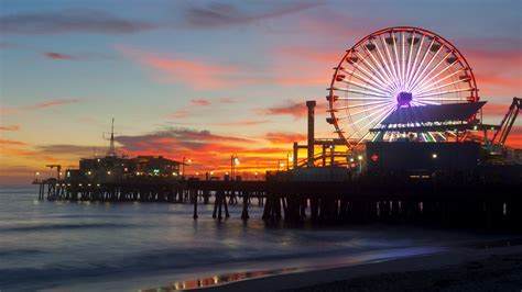 Download Los Angeles Santa Monica Pier Man Made Ferris Wheel HD Wallpaper