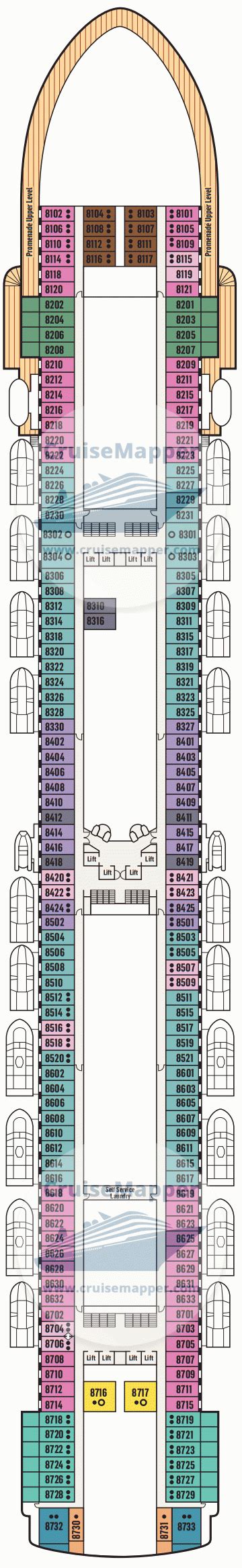 Pacific Adventure deck 8 plan | CruiseMapper