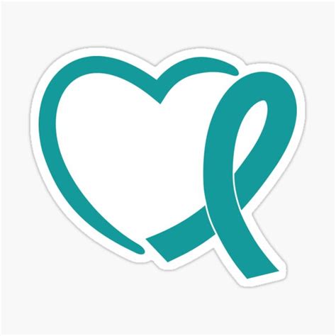 "Ovarian Cancer Heart Awareness Teal Ribbon September" Sticker for Sale ...