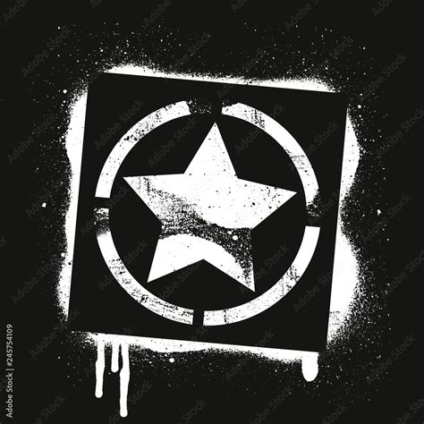 Stencil STAR symbol. White graffiti print on black background. Vector ...