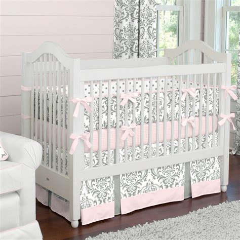 Pink and Gray Traditions Crib Bedding | Girl Baby Bedding | Carousel ...