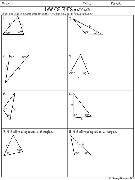 Law Of Sines Worksheet - Zipworksheet.com