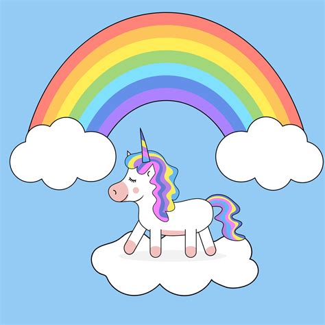 Cute cartoon unicorn with rainbow 3211214 Vector Art at Vecteezy