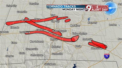 MAP: Tornado paths from Monday's storms