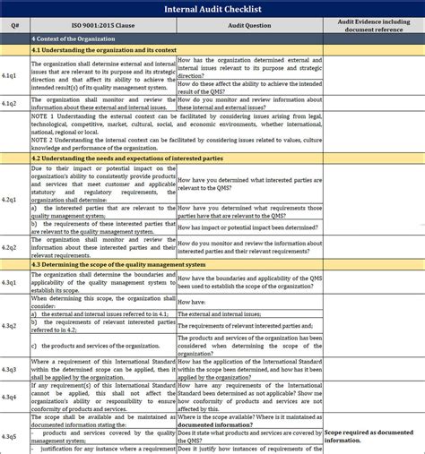 ISO 9001 Internal Audit Checklist Excel Template – ISO Templates and ...