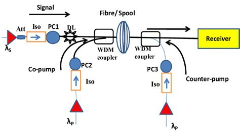 shows the experimental design of a Raman amplifier | Download ...