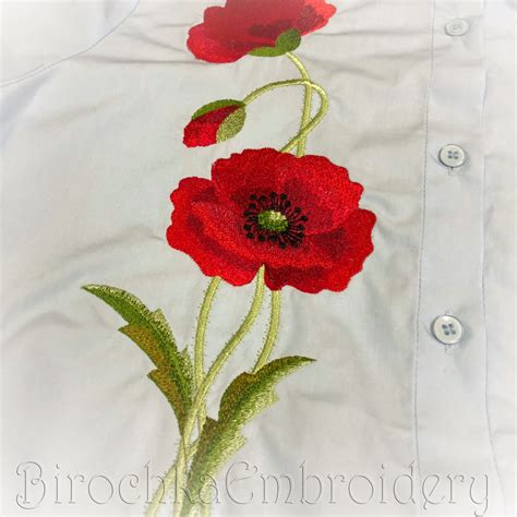 Flower Machine Embroidery Design Poppy Set Pattern – Birochka Embroidery