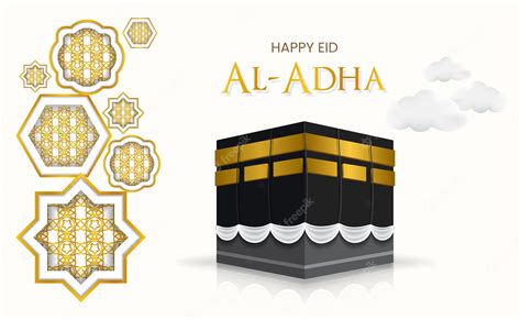 Premium Vector | Happy eid al adha kaaba design with islamic ornament ...