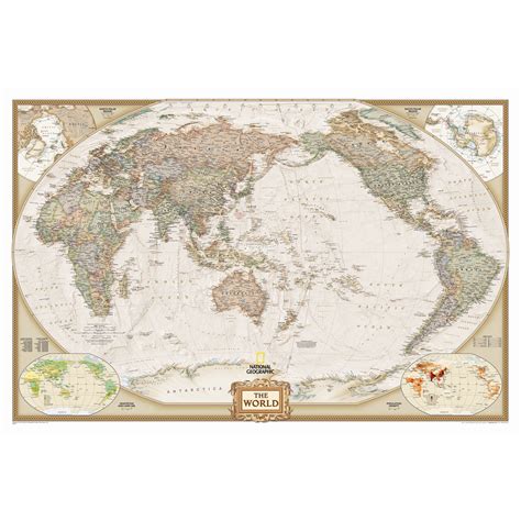 National Geographic Maps World Executive Pacific Centered Wall Map ...