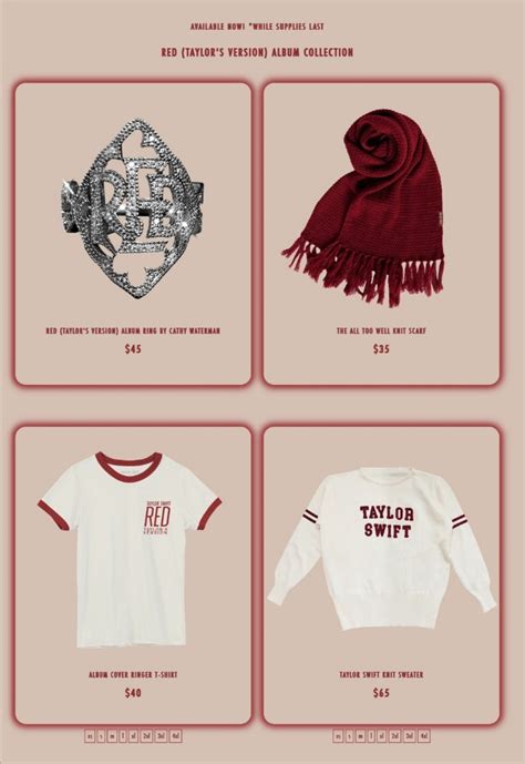 PRE ORDER Taylor Swift's Red (Taylor's Version) Merch and Music, Women ...