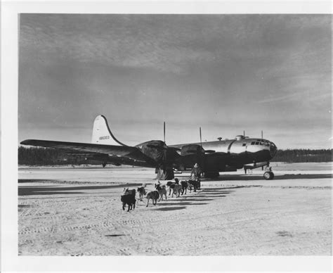 Dog team with B-29, tail number 486303, Ladd Field, Alaska. Fort ...