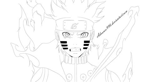 Naruto Kyuubi Mode [LineArt] by Advance996 | Naruto drawings, Naruto ...