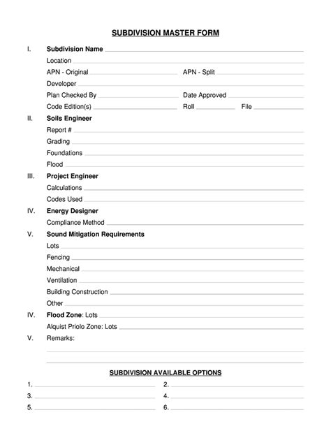 Fillable Online sonoma-county Subdivision Master Form - Sonoma County ...