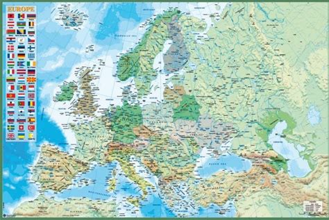 Poster, Quadro Mappa politica e fisica dell'Europa | Poster sul muro ...