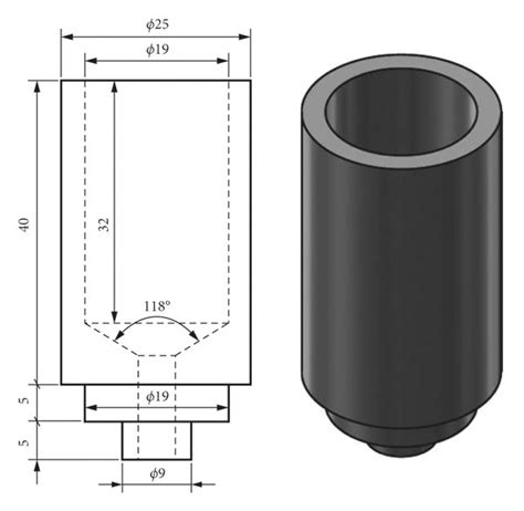 Dimensions ((a), unit: mm) and schematic (b) of the inner crucible ...