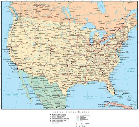 United States Map With Major Cities Printable