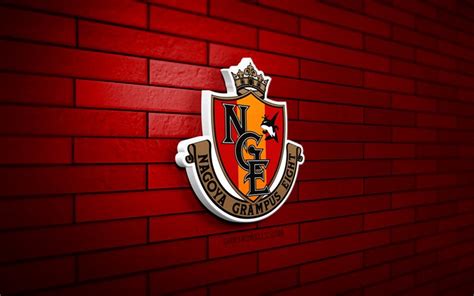 Download Nagoya Grampus 3D logo, 4K, red brickwall, J1 League, soccer ...