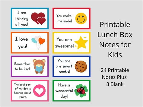 Printable Lunch Box Notes for Kids Encouraging Notes for - Etsy Ireland