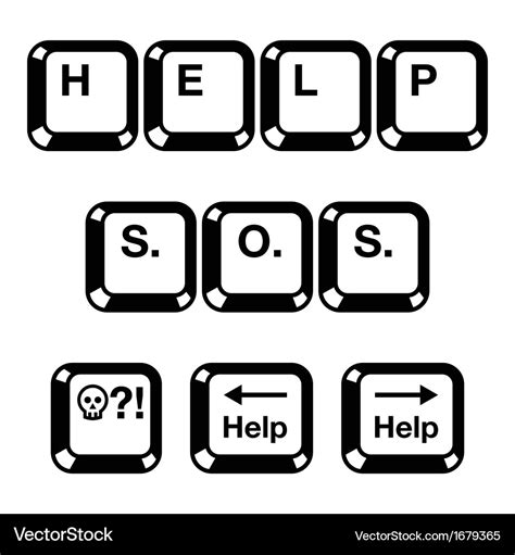 Keyboard keys buttons icons - help sos Royalty Free Vector