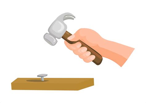 vector illustration of a hand hitting a nail with a hammer 24069297 ...