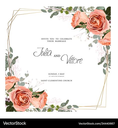 Floral wedding invitation card template design Vector Image