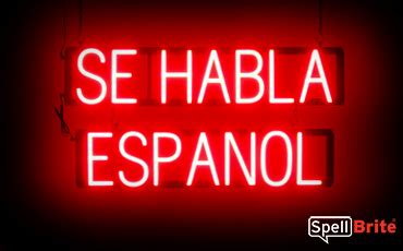 SE HABLA ESPANOL LED Sign in Red, Neon Look