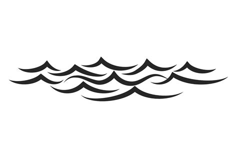 Water Waves. Ocean Wind Surface Line Dra Graphic by vectortatu ...