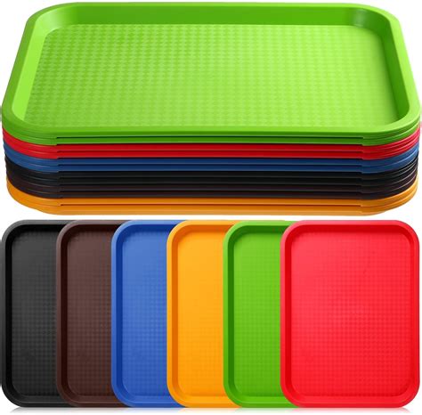 Amazon.com: 12 Pieces Plastic Fast Food Tray 10.6 x 13.8 Inch ...